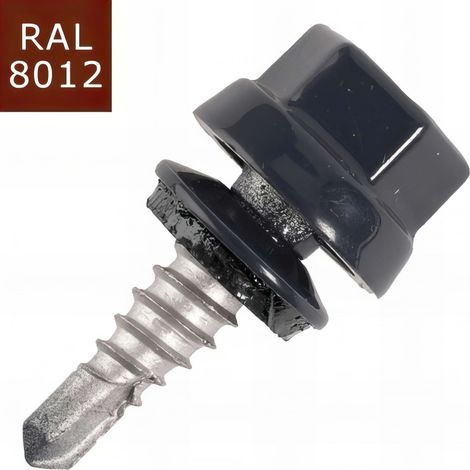 100 Vis pour bacs acier D. 6,3 mm L. 22 mm ZAMATOP-CR TH12 pour le couturage - RAL 8012