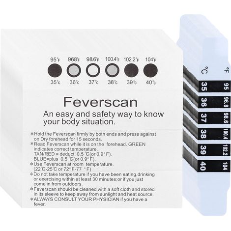 Thermomètre frontal réutilisable adhésif pour bébé, enfant et adulte - 50 stickers (voyage et quotidien) (1/5)