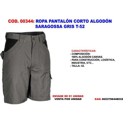 FPLUS ropa finstock pantalon corto algodon saragossa gris t-52