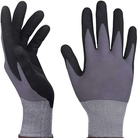Gants de travail. Confortables, taille L, élastiques, bonne adhérence, finition mate, résistants à l'huile, antidérapants, respirants, doux et confortables. Conviennent pour l'entretien des machines e (1/4)