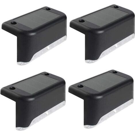 Lot de 4 lampes solaires à LED pour terrasse, jardin, allée, escaliers, clôture, étanches IP65 (1/4)