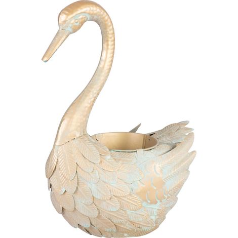 Dekoration MagicHome Mecco, Gans, Blech Blumentopf, golden, 35x18x43 cm