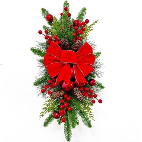 Guirlande De Noël Artificielle - Guirlande À LED Sans Fil Pour Escalier Porte Et Mur - 60 Cm - Style Classique Rouge (1/5)
