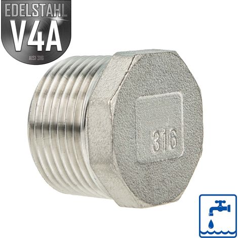 ES Stopfen mit Sechskant Edelstahl V4A (AISI 316), AG, Typ 290/330, 1/2 Zoll (1/4)