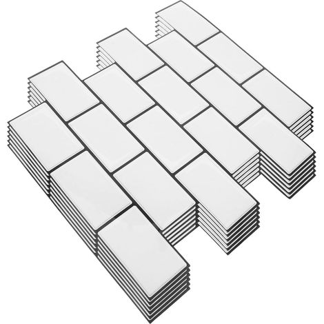 6 Pièces Feuilles de Carrelage Autocollantes Pvc, Autocollants pour Crédence Cuisine, Imperméables, Entretien Facile, Cuisine et Buanderie (1/5)