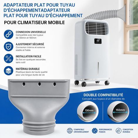Adaptateur Tuyau Climatiseur Mobile, Raccord plat pour tuyau d’échappement, Adaptateur De Tuyaus Plat, Compatible avec Tuyaux de 13/15cm (1/4)