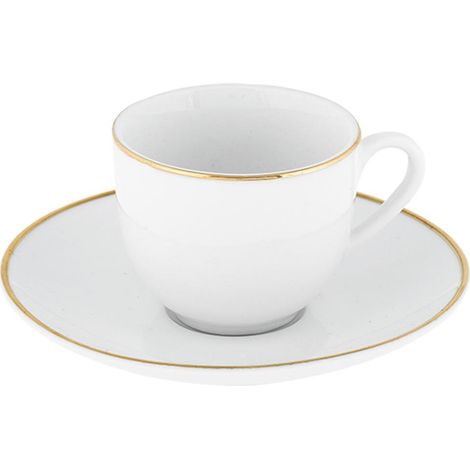 Set di 6 tazze da caffè in porcellana con piattini Gold Chic (1/3)