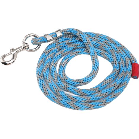 Longe en nylon pour chevaux, résistante à la traction et sans frottement, avec grand crochet épais, 3,5 m (11,5 pi), bleu-gris. Convient aux chevaux et autres animaux de compagnie. (1/5)