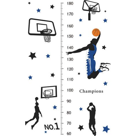 2 Feuilles d’Autocollants Muraux Basket-Ball pour Chambre Garçon – Citation Motivation « Repousse Tes Limites » – Déco Dortoir et Salle de Jeux