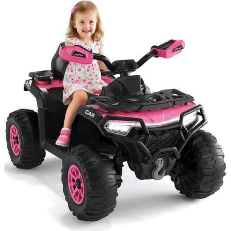 Quad électrique enfant 12V SMT-918 – 3-8 ans, batterie 12V4.5AH, LED/musique, USB, sans fil, vitesse 3km/h, rose foncé (1/5)