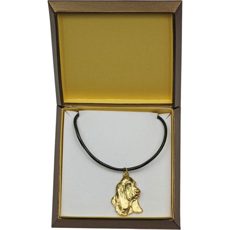 Basset Hound II: collar para perros en caja de regalo, colgante chapado en oro para amantes de los perros, joya llamativa de Art-Dog. (1/5)