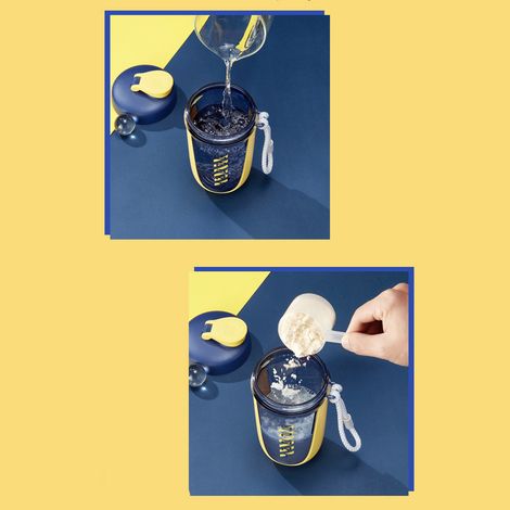 Gourde de sport 590 ml, étanche, avec shaker intégré, idéale pour les activités de plein air (jaune). (1/5)