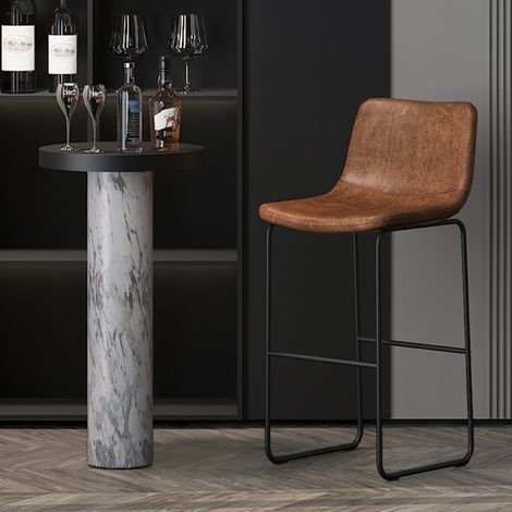 Tabouret de bar design en PU cognac MARCIA (lot de 2) (1/5)