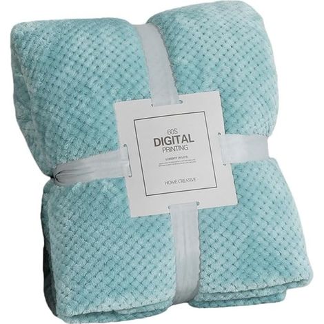 Soft and Comfortable Blanket, Pineapple Grid Fleece Throw, Super Soft Warm Fleece Blanket, Soft and Fluffy for Sofa, Bed and Couch (Sky Blue, 100x70cm) (1/5)