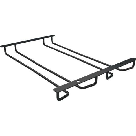 Escurridor invertido de acero inoxidable para colgar copas de vino (2 ranuras, 30 cm, negro)