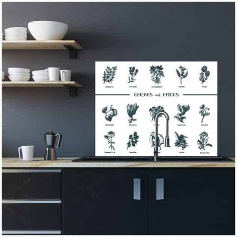 Crédence cuisine adhésive autocollante HERBES EPICES - 90 x 70 cm – Idéal fond de hotte (1/3)