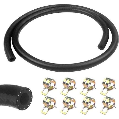 1 Mètre durite essence, 6mm Diamètre Intérieur durite gasoil, tuyau essence avec 8pcs colliers de serrage, Tuyau de Carburant pour Camion, Voiture, Tracteur ou Petit Moteur-Crezuo (1/4)