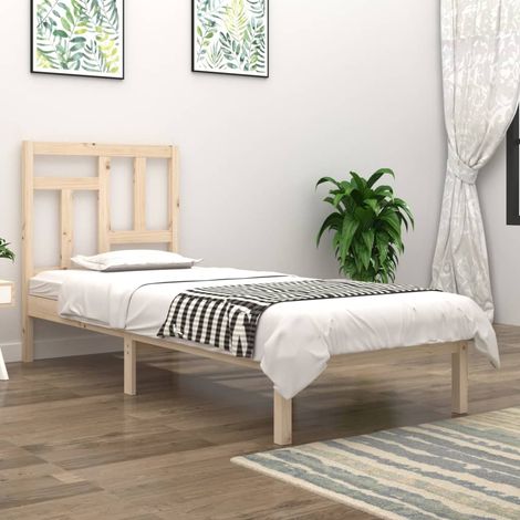 Bed Frame without Mattress 90x190 cm Single Solid Wood Pine vidaXL (1/5)