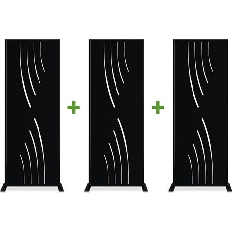 Lot de 3 panneaux décoratifs VELETA Noir H.160cm motifs intégral