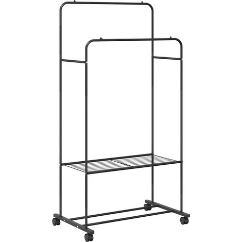 Kleiderständer mit Regal Mit Rad Schwarz 80 x 53 x 156 cm vidaXL