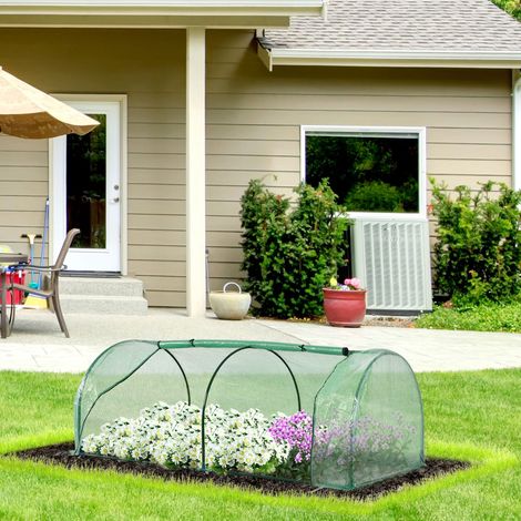 Mini-Gewächshaus für Tomaten, 2 x 1 x 0,8 m, mit Reißverschlusstür, PE-Abdeckung und grünem Stahlrahmen