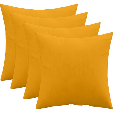 Set aus 4 Samtkissen - Bezug und Füllung - Mesmal Gelb