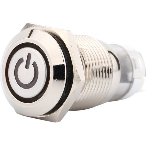 Interrupteur à bouton poussoir 12V LED métal 16mm, verrouillage, connexion 1NO 1NC, pour voiture, 1 pièce (1/5)
