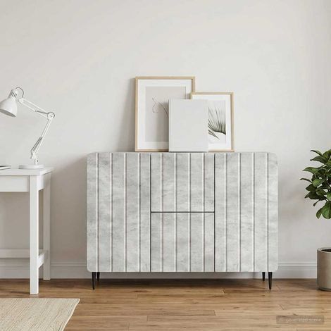 Buffet gris béton avec 2 portes et 2 tiroirs en bois d’ingénierie 89 x 34,5 x 62 cm - PANGIVO (1/5)