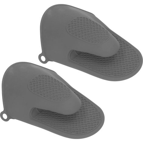 2 Stück Mini-Ofenhandschuhe aus Silikon, verdickt, hitzebeständig, zum Kochen und Einklemmen, grau (1/5)