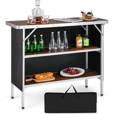Costway – Table de camping pliante aluminium 110 x 38 x 88 cm – Tissu Oxford imperméable – 3 étagères – Sac de transport inclus - Oxford-3 (1/5)