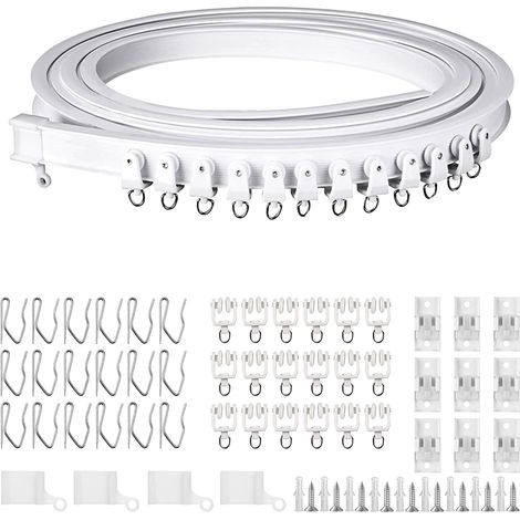 3M Flexible Curvable Ceiling Curtain Rail with Silent Rollers - Folding Curtain Rail Kit No Drilling for Bay Window, Room Divider, Office, Bedroom (1/5)