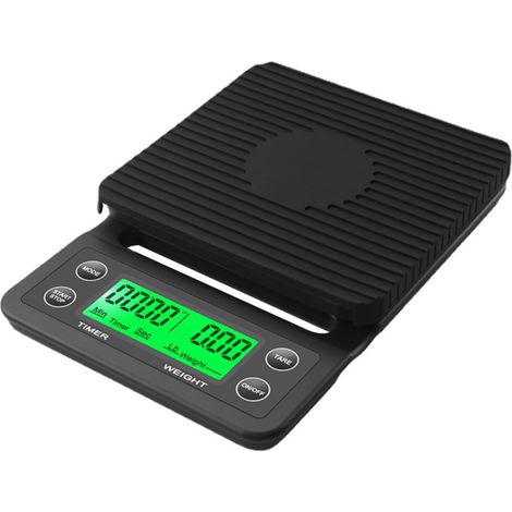 Balance à café infusée à la main noir, chronomètre électronique, mini-chronomètre de cuisine, domestique, 3 kg, 0,1 g (1/5)