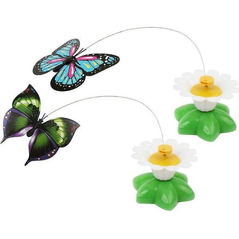 Lot de 2 jouets amusants à secouer pour chatons, jouet d'entraînement électrique rotatif pour chat (sans pile, papillon de couleur aléatoire) (1/5)