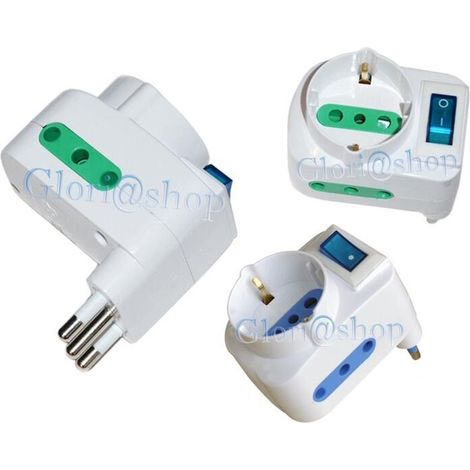 Adattatore Multipresa Interruttore On/off 2 Spina Italiana 10a Schuko Max 1500 W