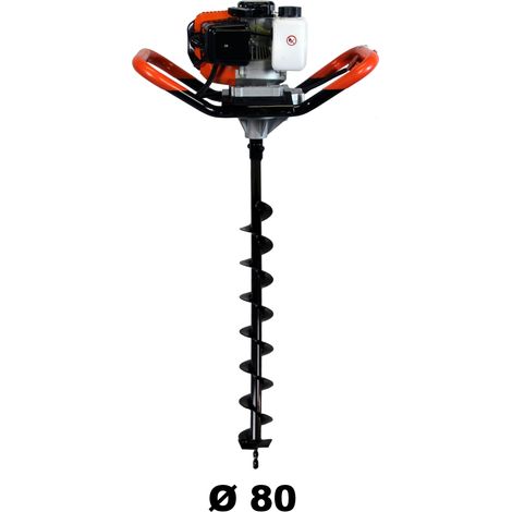Gt Garden – Tarière thermique 52 cm3 3 CV – Mèche Ø 80 mm incluse – Vitesse de forage ajustable – Système de débrayage pour sécurité
