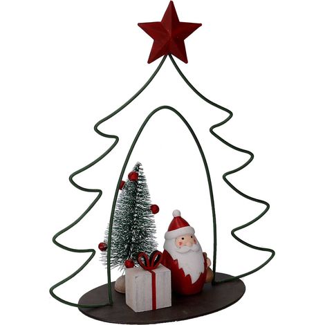 Albero metallo con babbo natale resina rosso cm 21x9,5xh25,5 (1/2)