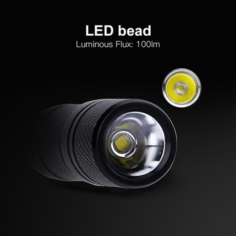 Mini lampe torche LED portable rechargeable USB, porte-clés, lampe torche de poche (noire) (1/5)