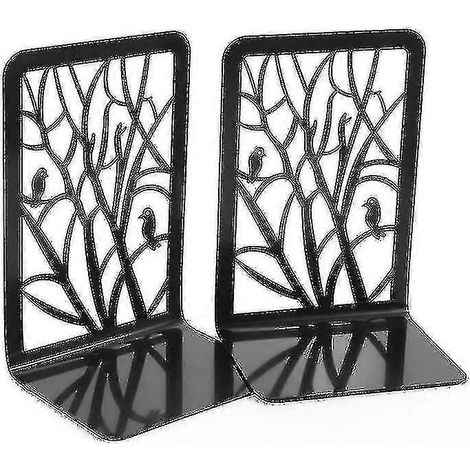 Serre-livres. Serre-livres en métal robuste noir mat. Supports de livres. (1/5)