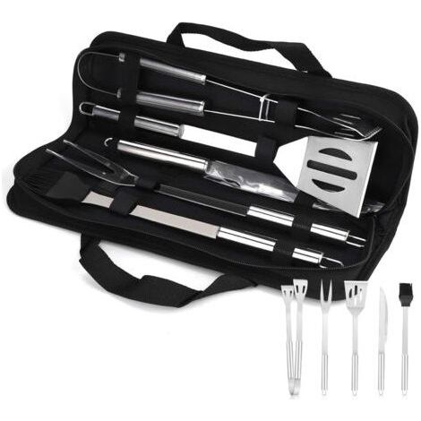 ALLIANDIS5Pcs Ustensiles Barbecue,Kit Barbecue Outil de Barbecue en Acier Inoxydable, Accessoire Barbecue, Ustensiles pour Barbecue, Accessoires Barbecue pour Jardin, Extérieur, Randonnée, Grillades (1/5)