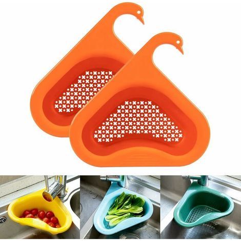 Panier de vidange pour évier de cuisine Égouttoir à cygne - Étagère de vidange triangulaire filtrante suspendue multifonctionnelle, Panier de crépine d'évier de cuisine d'angle facile à démonter S'ada (1/5)