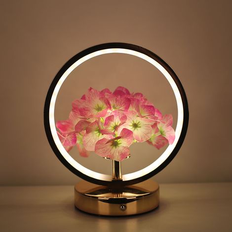 Lampe hortensia rechargeable, veilleuse sans fil à 4 niveaux d'intensité, cadeau d'anniversaire pour femme ou maman, décoration pour chambre, salon ou bureau. (1/5)