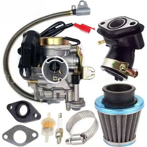 Carburateur 50 CC 4 temps GY6 haute performance 139QMB carburateur pour scooter 49 cc 50 cc cyclomoteur PD18J Carb, carburateur 50 cc + collecteur d'admission (1/5)