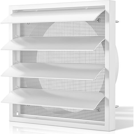 Grille de Ventilation à Lamelles 150 mm Blanc, 175 mm x 175 mm avec Moustiquaire, pour HVAC, Hotte, Couverture Extérieure, Sèche-Linge, Ventilateur d'Extraction, Salle de Bain, Garage (1/5)
