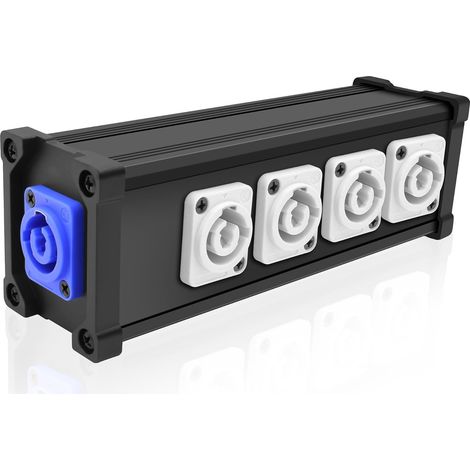 PowerCon entrée à Sortie 1 à 4 boîte de séparateur d'alimentation 4 canaux Multi 1 en 4 connecteur PowerCon pour Faisceau d'écran LED bougeant tête de lumière, Puissance de lumière de scène (1/5)
