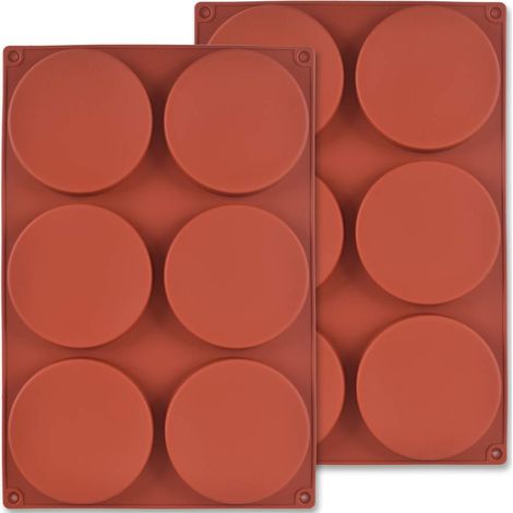 Moules à Pâtisserie Ronds en Silicone, Lot de 2, 6 Cavités, Antiadhésif, pour Crêpes, Crêpes, Muffins (1/5)