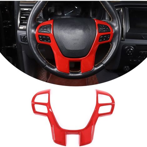 Carbon Fiber Car Steering Wheel Decorative Sticker for Ford Ranger Wildtrak 2015-2021 (Red) (1/4)