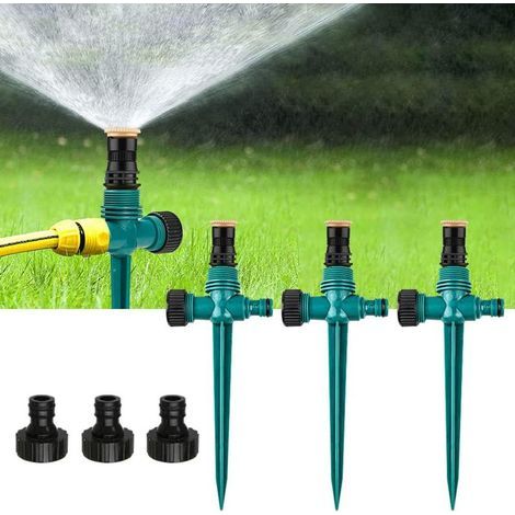 3 Pièces Arroseur de Jardin, 360 Degrés Arroseur de Pelouse, Arroseur Rotatif, Arrosage Automatique, Pulvérisateur D'Irrigation Réglable pour Pelouses, Jardin, Cour, Plantes, Fleurs, Légumes (1/5)