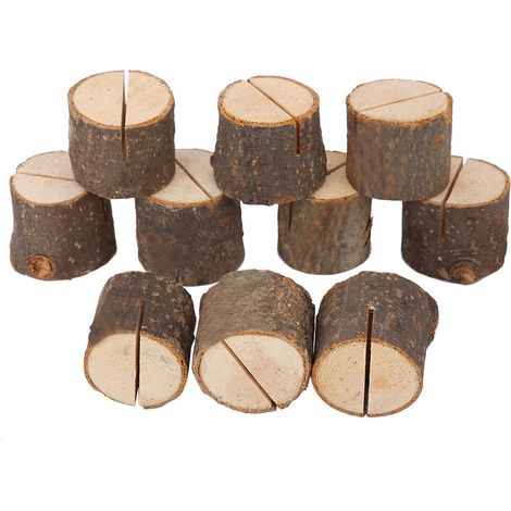 10 Supports en Forme de Souche pour Cartes de Place Mariage, Numéros de Table (1/5)