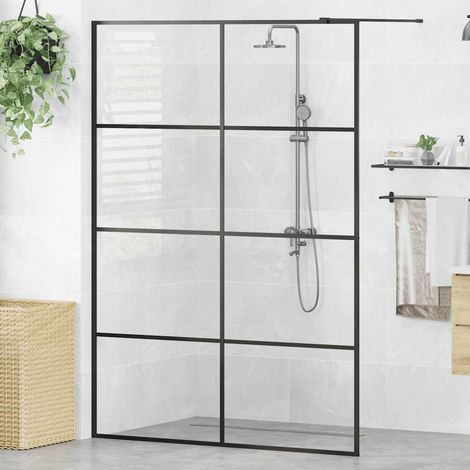 Paroi de douche avec verre - Paroi de baignoire Moderne ESG transparent 140x195 cm Noir BV921454 - BonneVie (1/4)