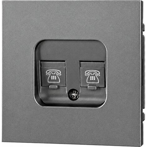 Double prise téléphone Série Z deux postes murale en PC ignifuge gris 13 × 9 × 10 cm – Livraison gratuite